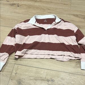 Aerie Striped Long Sleeve Top in Pink and Brown